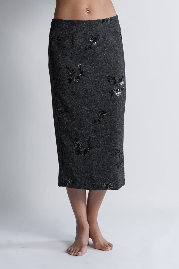 Gonna tweed con paillettes.