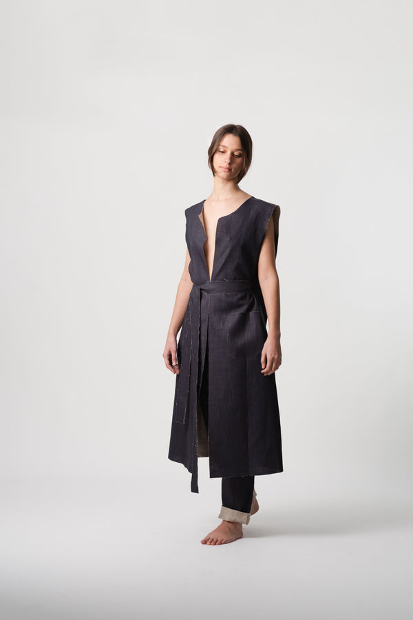 Gilet lungo reversibile spalmato bicolor