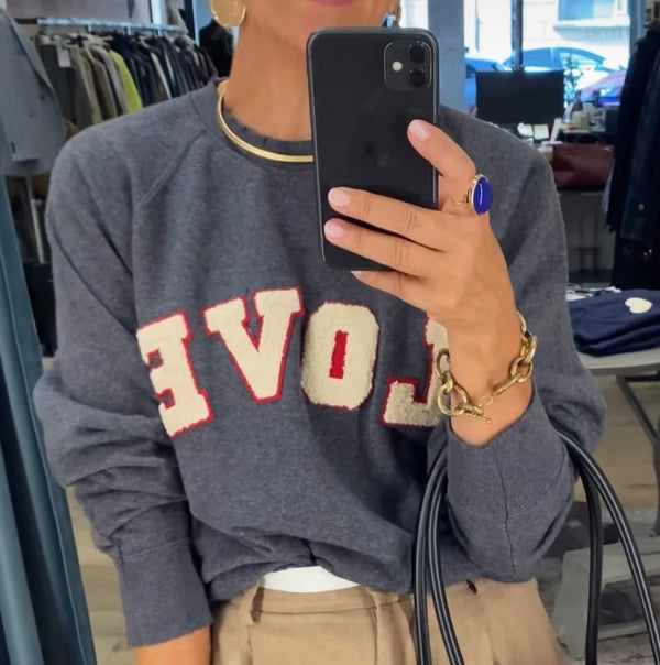 Felpa girocollo patch Love